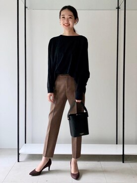 「green label relaxing（グリーンレーベルリラクシング）のCFC メタルカーブ フープ イヤリング（イヤリング）」を使った、kawamura_sさん（レディース・164cm）の秋コーディネート