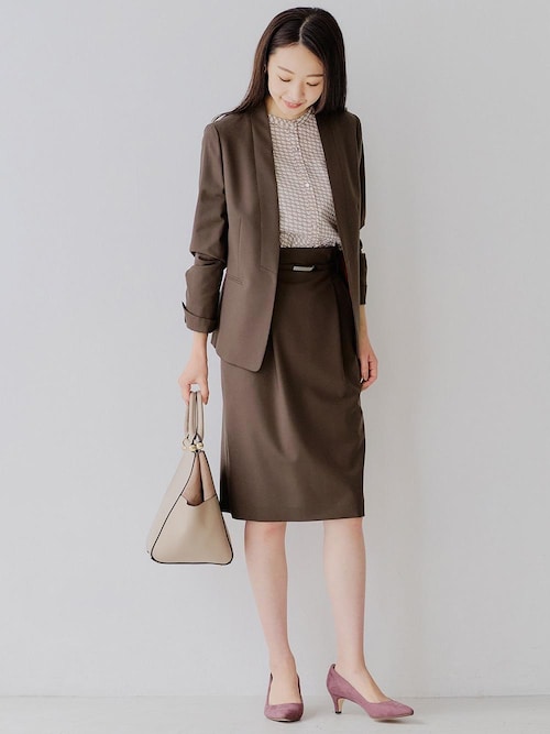 グリーンレーベルリラクシング[手洗い可能カチリラ]ノーラペル ジャケットスカート UNITED ARROWS green label relaxing｜カチリラ ノーラペル