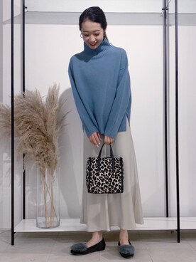 「green label relaxing（グリーンレーベルリラクシング）のFFC W テンジク ハイネック プルオーバー ニット（ニット/セーター）」を使った、kawamura_sさん（レディース・164cm）の秋コーディネート