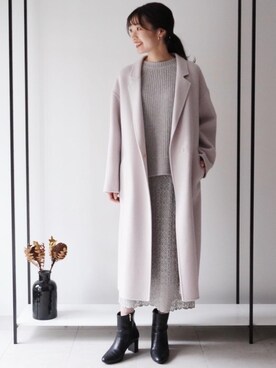 「一押しのアウタースタイル」｜「アイテム（チェスターコート）」を使った、kawamura_sさん（レディース・164cm）の冬コーディネート