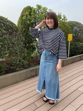 デニムスカートを使った ボーダーtシャツ の人気ファッションコーディネート Wear