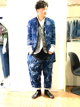 「足袋」｜「アイテム（デニムジャケット）」を使った、J's by A-double さん（メンズ・178cm）の冬コーディネート