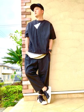 「Yohji Yamamoto（ヨウジヤマモト）のアイテム（スニーカー）」を使った、J's by A-double さん（メンズ・178cm）の夏コーディネート
