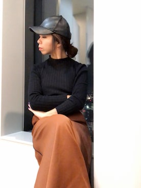 「スカーチョ」｜「アイテム（キャップ）」を使った、Ｍ Ｏ Ｅ Ｋ Ｏさん（レディース・150cm）の秋コーディネート