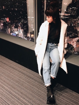 「シンプルおしゃれが好き」｜「アイテム（ムートンコート）」を使った、Ｍ Ｏ Ｅ Ｋ Ｏさん（レディース・150cm）の秋コーディネート