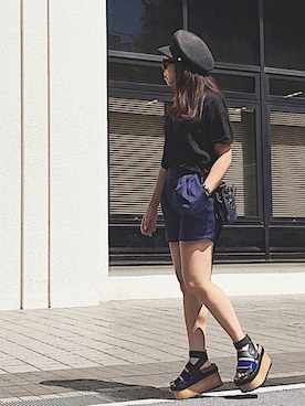 「ブラック×ブルー」｜「アイテム（その他）」を使った、Ｍ Ｏ Ｅ Ｋ Ｏさん（レディース・150cm）の夏コーディネート