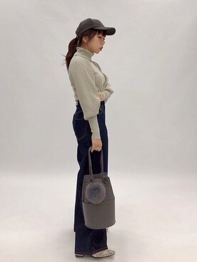 「袖ボリューム」｜「アイテム（キャップ）」を使った、Ｍ Ｏ Ｅ Ｋ Ｏさん（レディース・150cm）の秋コーディネート