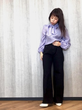 「シア―ブラウス」｜「アイテム（ブーツ）」を使った、Ｍ Ｏ Ｅ Ｋ Ｏさん（レディース・150cm）の冬コーディネート