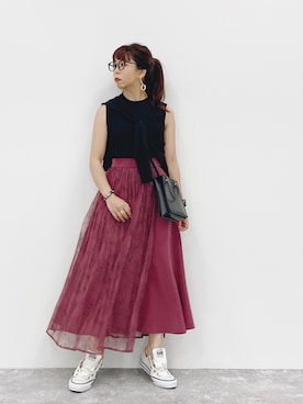 「たすき掛け」｜「アイテム（アンサンブル）」を使った、Ｍ Ｏ Ｅ Ｋ Ｏさん（レディース・150cm）の夏コーディネート