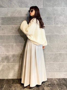 「ボリュームニット」｜「アイテム（その他）」を使った、Ｍ Ｏ Ｅ Ｋ Ｏさん（レディース・150cm）の秋コーディネート