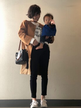 「CONVERSE（コンバース）のCONVERSE コンバース ALL STAR OX オールスター オックス（スニーカー、ホワイト系）」を使った、CHIKA さん（レディース・161cm）の秋コーディネート