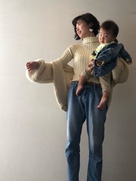 「fifth（フィフス）のフィットニットタートルトップス/リブニット（ニット/セーター、ベージュ系）」を使った、CHIKA さん（レディース・161cm）の秋コーディネート