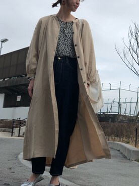 「mystic（ミスティック）のアイテム（ジャケット/アウター、ベージュ系）」を使った、CHIKA さん（レディース・161cm）の春コーディネート