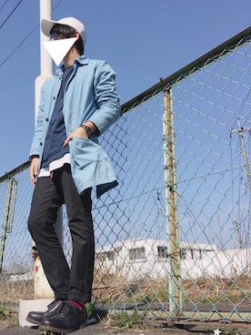 「ロールアップ」｜「アイテム（レインシューズ）」を使った、Soyaさん（メンズ・173cm）の春コーディネート