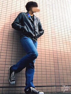 「Avail（アベイル）のアイテム（ライダースジャケット）」を使った、ko-ichiさん（メンズ・184cm）の秋コーディネート
