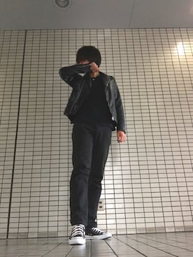 「Avail（アベイル）のアイテム（ライダースジャケット）」を使った、ko-ichiさん（メンズ・184cm）の秋コーディネート