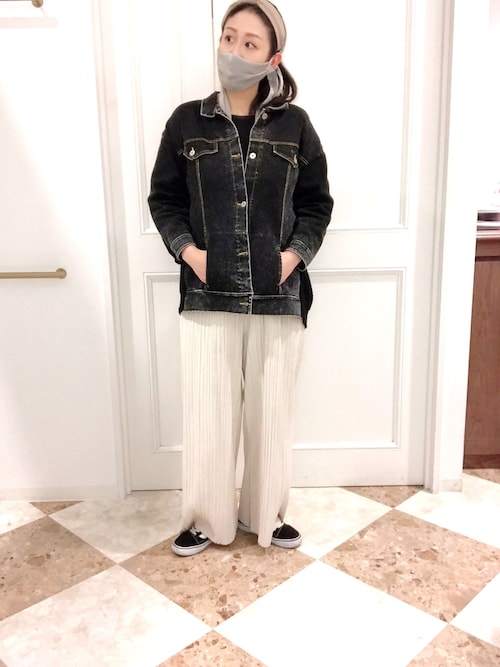 Bou Jeloud 襟袖 レース ドレープ デニム ジャケット アウター