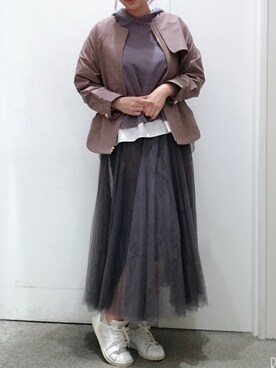 「スタンスミス」｜「アイテム（ノーカラージャケット）」を使った、Yumi Ishiharaさん（レディース・170cm）の春コーディネート