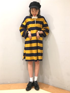 「ラガーシャツ」｜「アイテム（その他シューズ）」を使った、まりおさん（レディース・166cm）の秋コーディネート