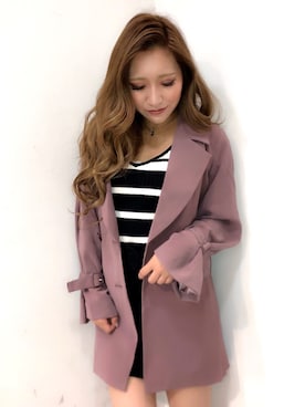 「LIPSERVICE（リップサービス）のアイテム（トレンチコート）」を使った、rinaさん（レディース・158cm）の夏コーディネート