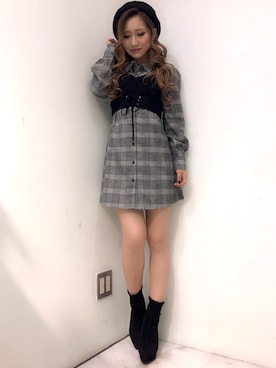 「LIPSERVICE（リップサービス）のアイテム（帽子）」を使った、rinaさん（レディース・158cm）の秋コーディネート