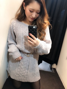 「もちもちニット」｜rinaさん（レディース・158cm）の冬コーディネート