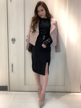 「LIPSERVICE（リップサービス）のアイテム（ライダースジャケット）」を使った、rinaさん（レディース・158cm）の春コーディネート