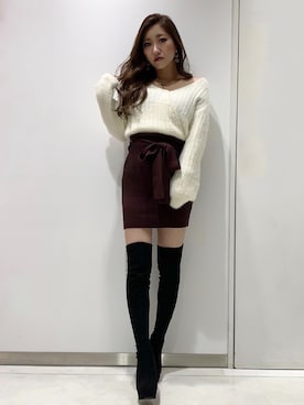 「ニーハイブーツ」｜rinaさん（レディース・158cm）の秋コーディネート