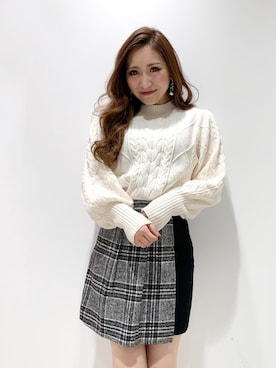 「ボリュームニット」｜rinaさん（レディース・158cm）の冬コーディネート