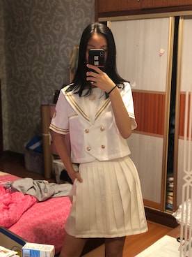 「アイテム（セットアップ、ホワイト系）」を使った、Veeokさん（レディース・169cm）の夏コーディネート