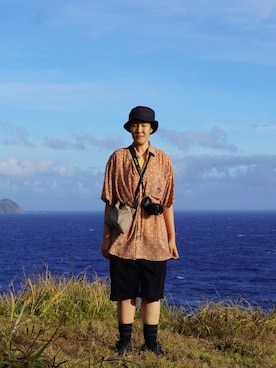 「NET（ネット）のアイテム（帽子）」を使った、Fさん（メンズ・167cm）の夏コーディネート