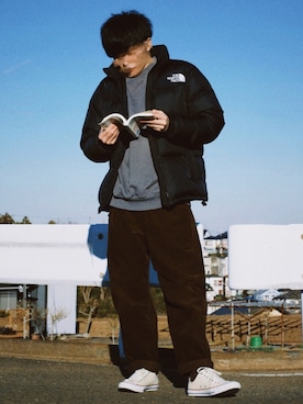 「Champion（チャンピオン）のアイテム（スウェット）」を使った、しゃちょーさん（メンズ・169cm）の冬コーディネート
