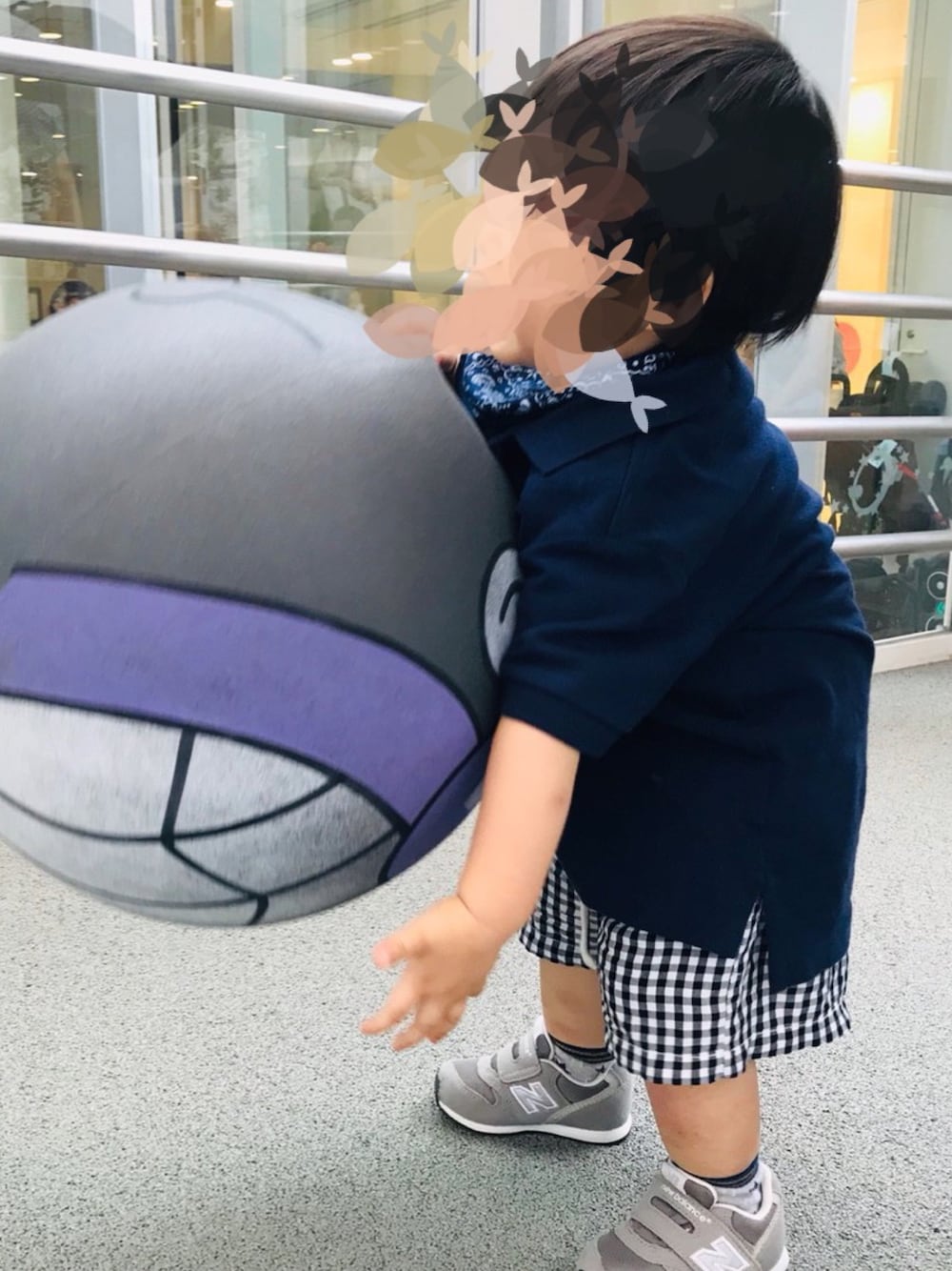 「アンパンマン、夏、おとこのこ、スニーカーコーデ、こどもコーデ、男の子、チェック、1歳」｜「POLO RALPH LAUREN CHILDRENSWEARのコットン メッシュ ポロシャツ（ポロシャツ、ブルー系）」を使った、mi＊さん（キッズ・80cm）の夏コーディネートの1枚目の写真