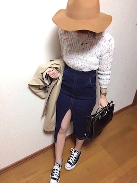 「RESEXXY（リゼクシー）のアイテム（トレンチコート）」を使った、Sachuさん（レディース・153cm）の冬コーディネート