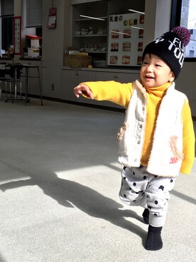 「Moujonjon（ムージョンジョン）のアイテム（その他）」を使った、yu.nao.hiroさん（キッズ・80cm）の冬コーディネート