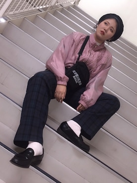 「いいね返し」｜「アイテム（ハンチング/ベレー帽）」を使った、sawさん（レディース・164cm）の冬コーディネート