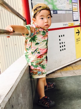 「男の子だけどピンク」｜にことさっくんさん（キッズ・90cm）の春コーディネート