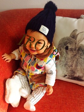 「baby ampersand（ベビーアンパサンド）のアイテム」を使った、IROさん（キッズ・70cm）の冬コーディネート