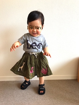 「Lee（リー）のアイテム（Tシャツ/カットソー）」を使った、IROさん（キッズ・70cm）の春コーディネート