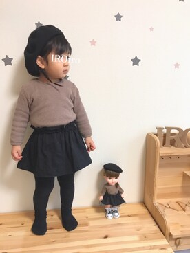 「2歳10ヶ月」｜「アイテム（ハンチング/ベレー帽）」を使った、IROさん（キッズ・90cm）の冬コーディネート