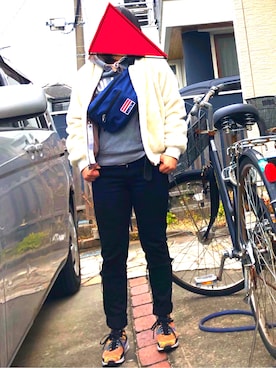 「チョコ色に染まれ」｜「アイテム（MA-1）」を使った、\( ˆ ˆ )/さん（レディース・150cm）の冬コーディネート