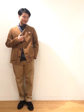 「インナーダウン」｜「アイテム（ノーカラージャケット）」を使った、中島さん（メンズ・175cm）の秋コーディネート