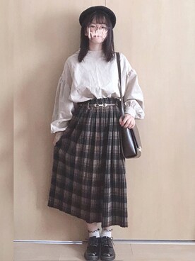 「GRL（グレイル）のアイテム（ハンチング/ベレー帽）」を使った、𝓂𝒶𝒾𝓀𝒶 さん（レディース・152cm）の秋コーディネート