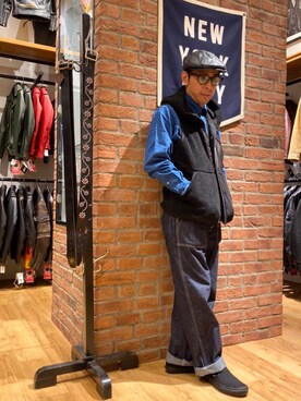 「秋のマイ旬スタイル」｜「アイテム（ハンチング/ベレー帽）」を使った、総料理長（schottのイケオジ）さん（メンズ・170cm）の秋コーディネート