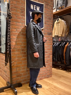 「SCHOTT」｜「アイテム（チェスターコート）」を使った、総料理長（schottのイケオジ）さん（メンズ・170cm）の冬コーディネート