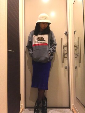 「UNKNOWN.（アンノウン）のアイテム（スウェット）」を使った、Eriさん（レディース・162cm）の冬コーディネート