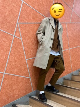 「セットアップ風」｜「アイテム（ライダースジャケット）」を使った、かつたくさん（メンズ・178cm）の春コーディネート