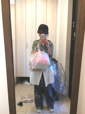 「LUCA/LADY LUCK LUCA（ルカ/レディラックルカ）のアイテム（ミリタリージャケット）」を使った、マッキーさん（レディース・155cm）の春コーディネート