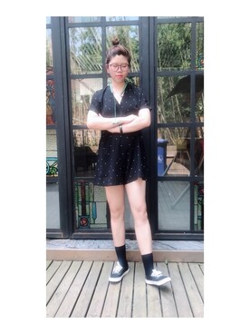 「ONE（ワン）のアイテム（オールインワン・サロペット）」を使った、mooncattieさん（レディース・165cm）の夏コーディネート