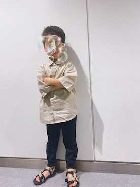 「CIAOPANIC TYPY（チャオパニックティピー）のアイテム（サンダル）」を使った、yuiatsuさん（キッズ・110cm）の夏コーディネート